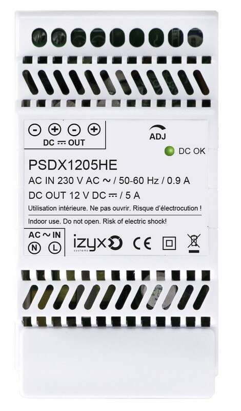 Alimentation RAIL DIN 3M 230V AC/12V DC / 5A (HE)