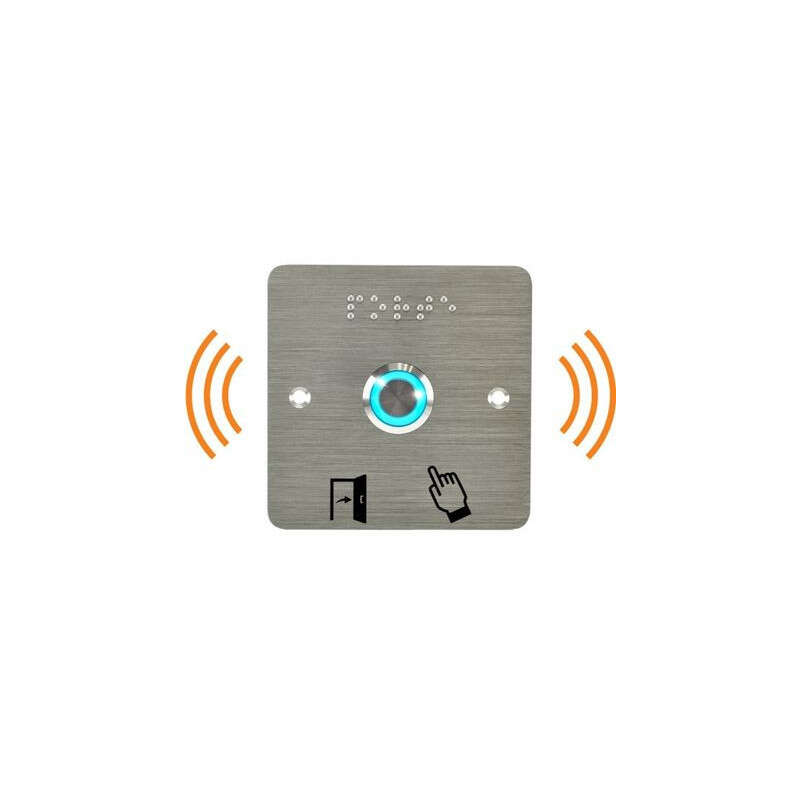 Bouton poussoir PMR acier inox D25 bleu/vert/buzzer