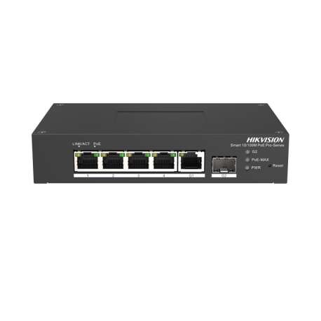 Switch 4 ports PoE 10/100Mbit et Uplink 1 x RJ45 et 1x SFP Gbit- Manageable L2
