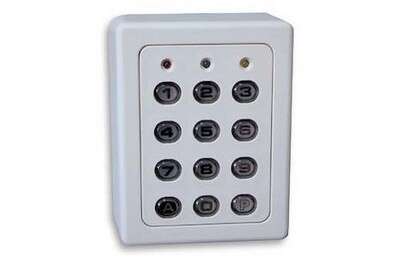 Digicode SU2 Gris, 2 relais, touches rétro-éclairées, IP65, 12/24 ac/dc