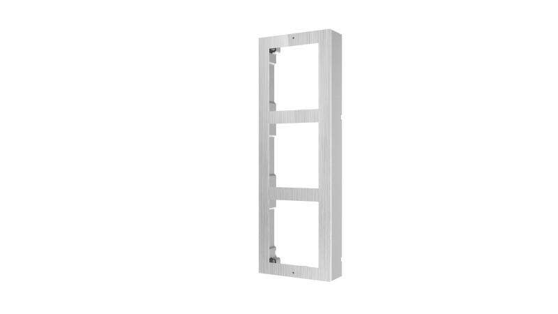 Cadre saillie alu 3 modules silver