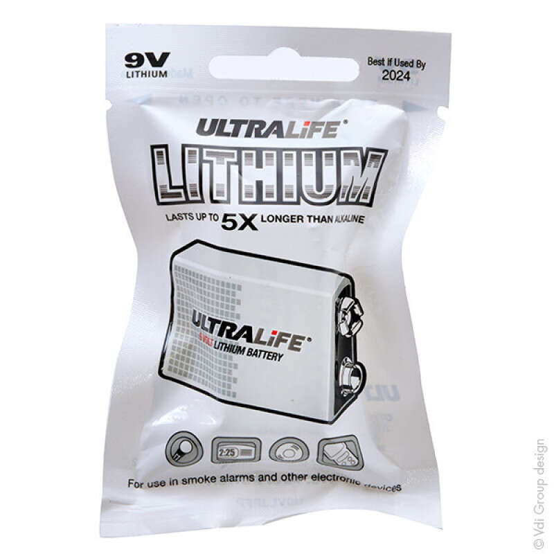 Pile lithium U9VLJPFP ULTRALIFE 9V 1.2Ah