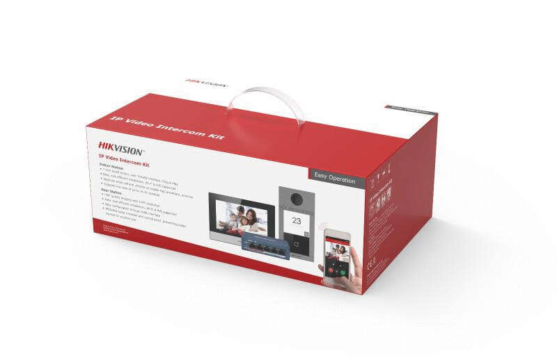 Kit interphone vidéo villa 1 bouton d'appel 4 ports PoE + switch