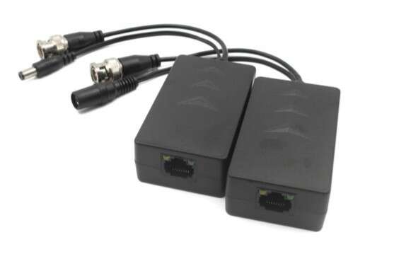 Paire de Balun BNC + Alim sur RJ45, compatible HD-CVI 720 et 1080p