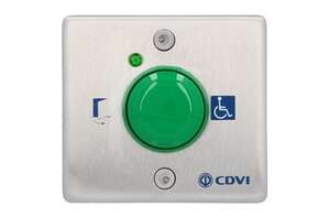 Bouton poussoir pour PMR, sur plaque INOX, sonore et lumineu