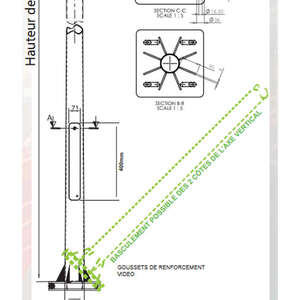 Mât video-protection 5M basculant - Diam. 114mm épaisseur 4mm