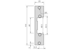 Têtière plate 110x25mm O1S acier inox pour 13-23-33 & ESU