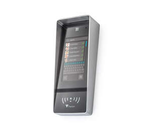 Platine de rue vidéo tactile à défilement et lecteur de badge saillie + visière