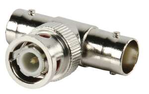Adaptateur en T, BNC mâle vers 2 BNC femelle