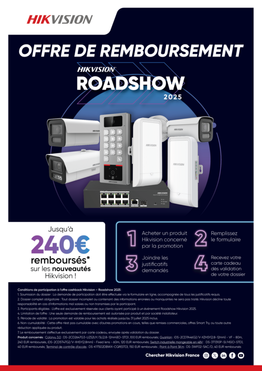 Offre de remboursement HIKVISION ROADSHOW 2025