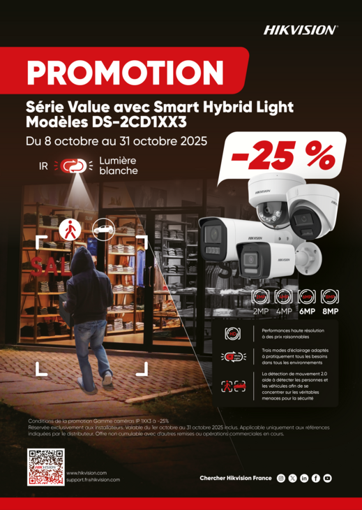 HIKVISION - 25%  Série Value avec Smart Hybrid Light